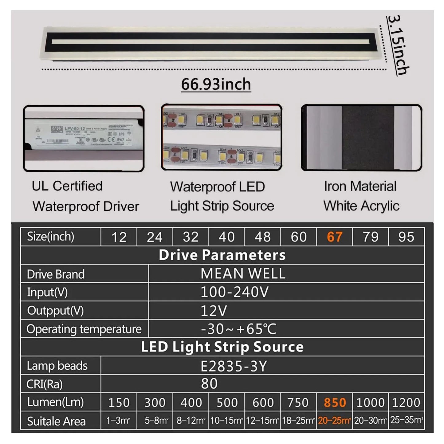 Outdoor Linear LED Wall Light Fixture Modern Frosted Acrylic IP67 - Revitalize Mind Body