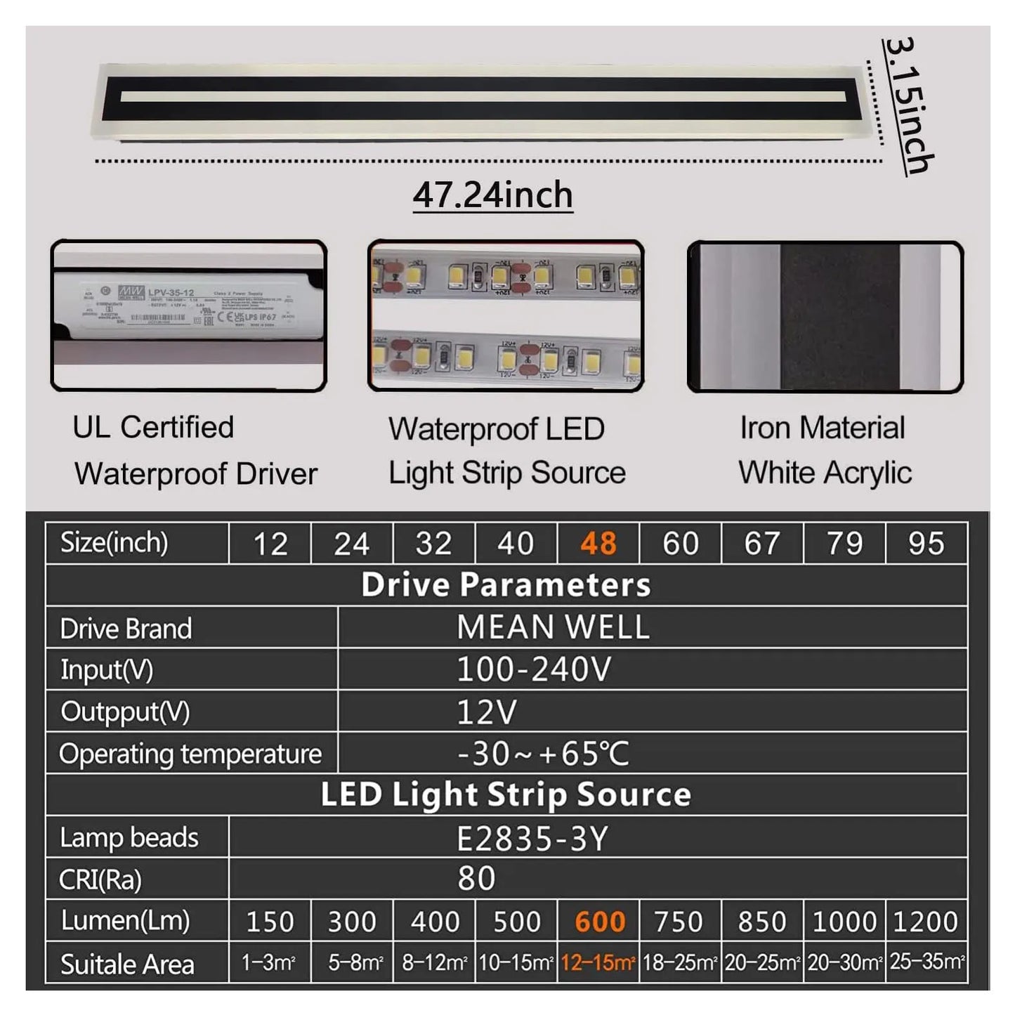 Outdoor Linear LED Wall Light Fixture Modern Frosted Acrylic IP67 - Revitalize Mind Body