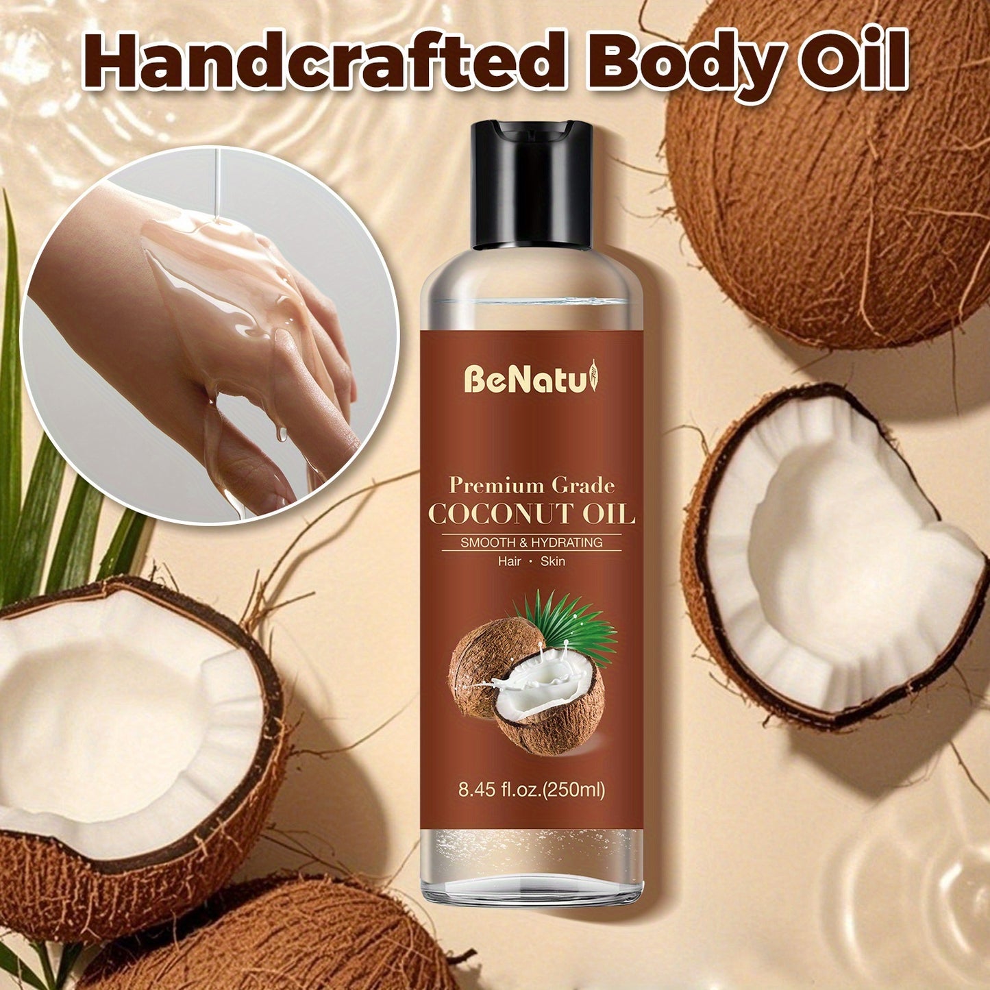 BENATU Castor Oil Jojoba Coconut Essential Oil Set - Revitalize Mind Body