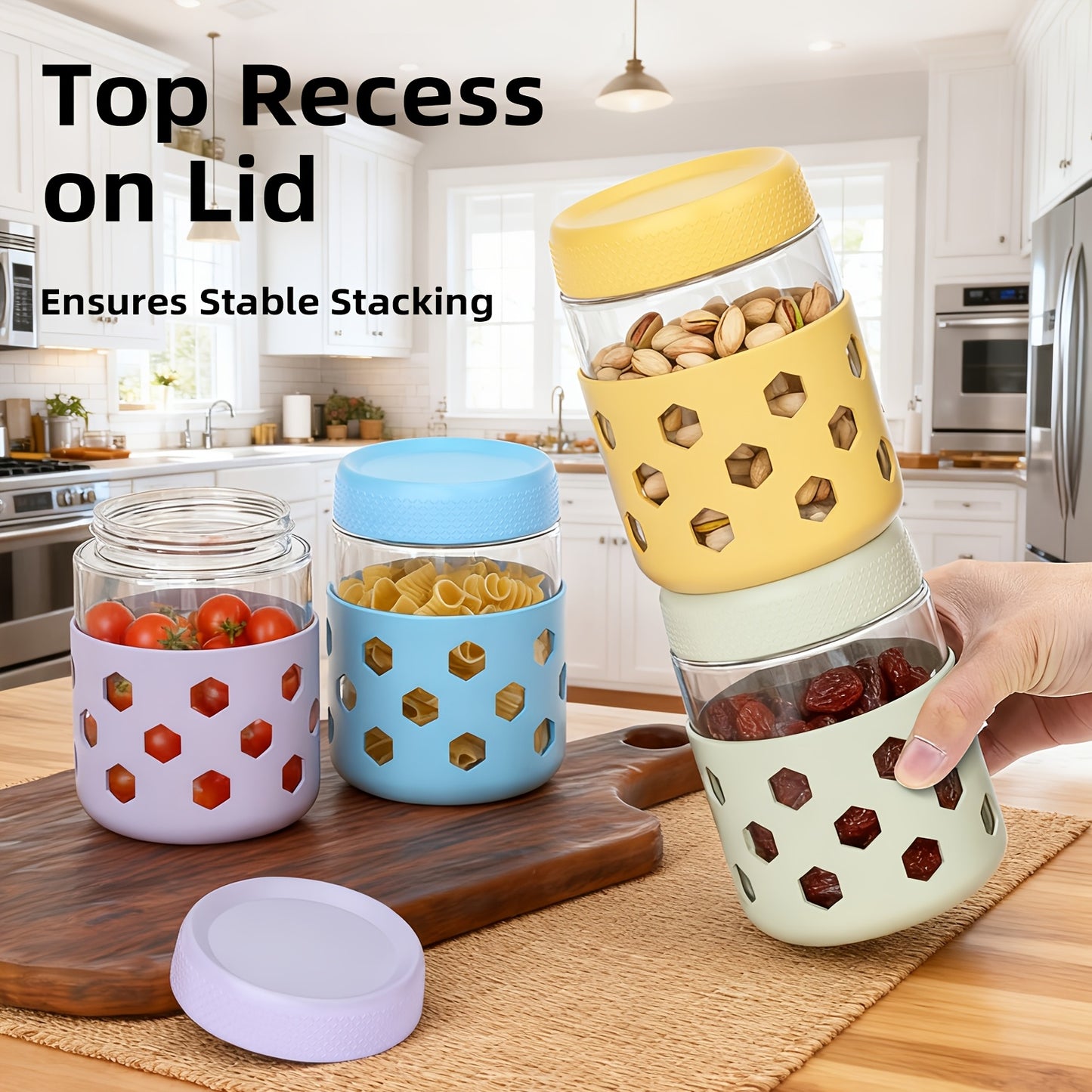 Grinkwell Glass Airtight Jars With Silicone Sleeves - Revitalize Mind Body