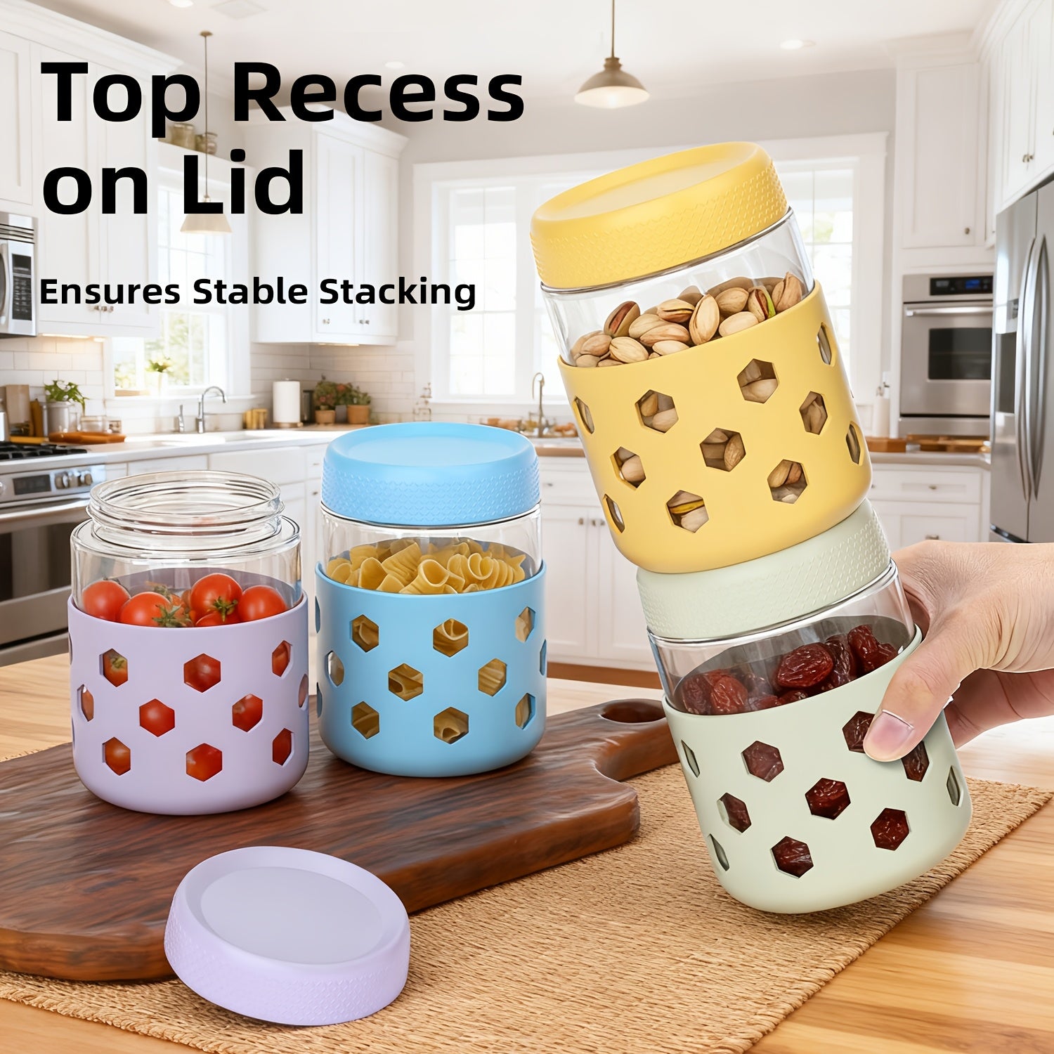 Grinkwell Glass Airtight Jars With Silicone Sleeves - Revitalize Mind Body
