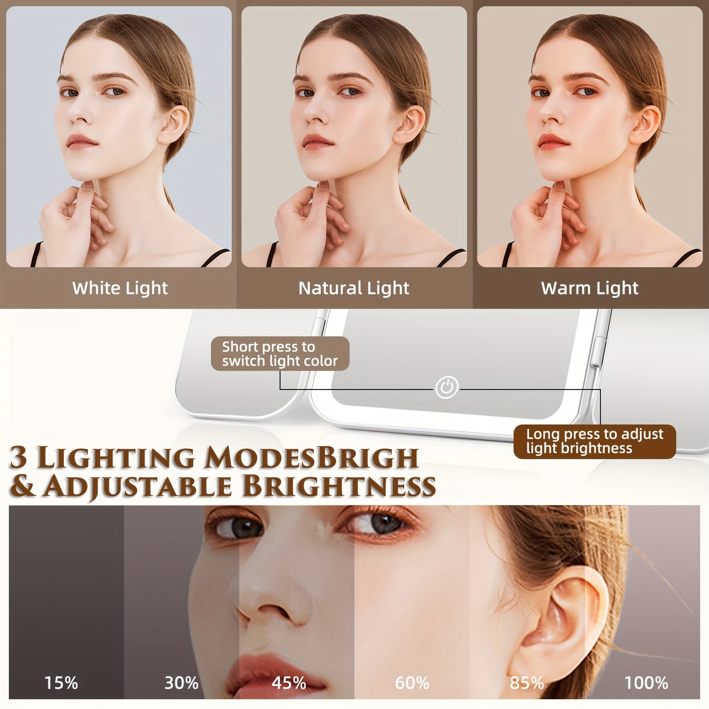 LED Makeup Mirror 5X 10X 20X 30X Magnification Foldable