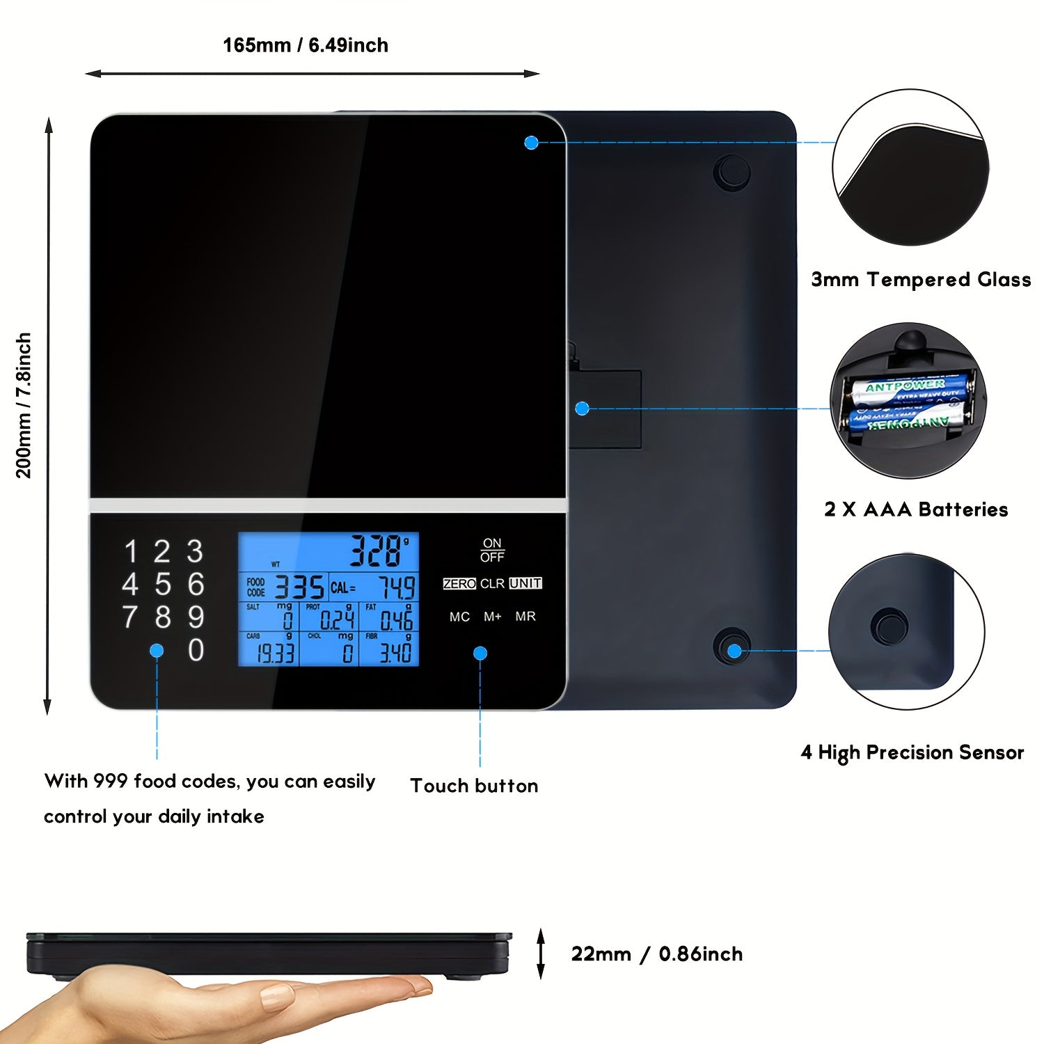 Ataller Digital Food Scale with Nutritional Calculator and Calorie Counter - Revitalize Mind Body
