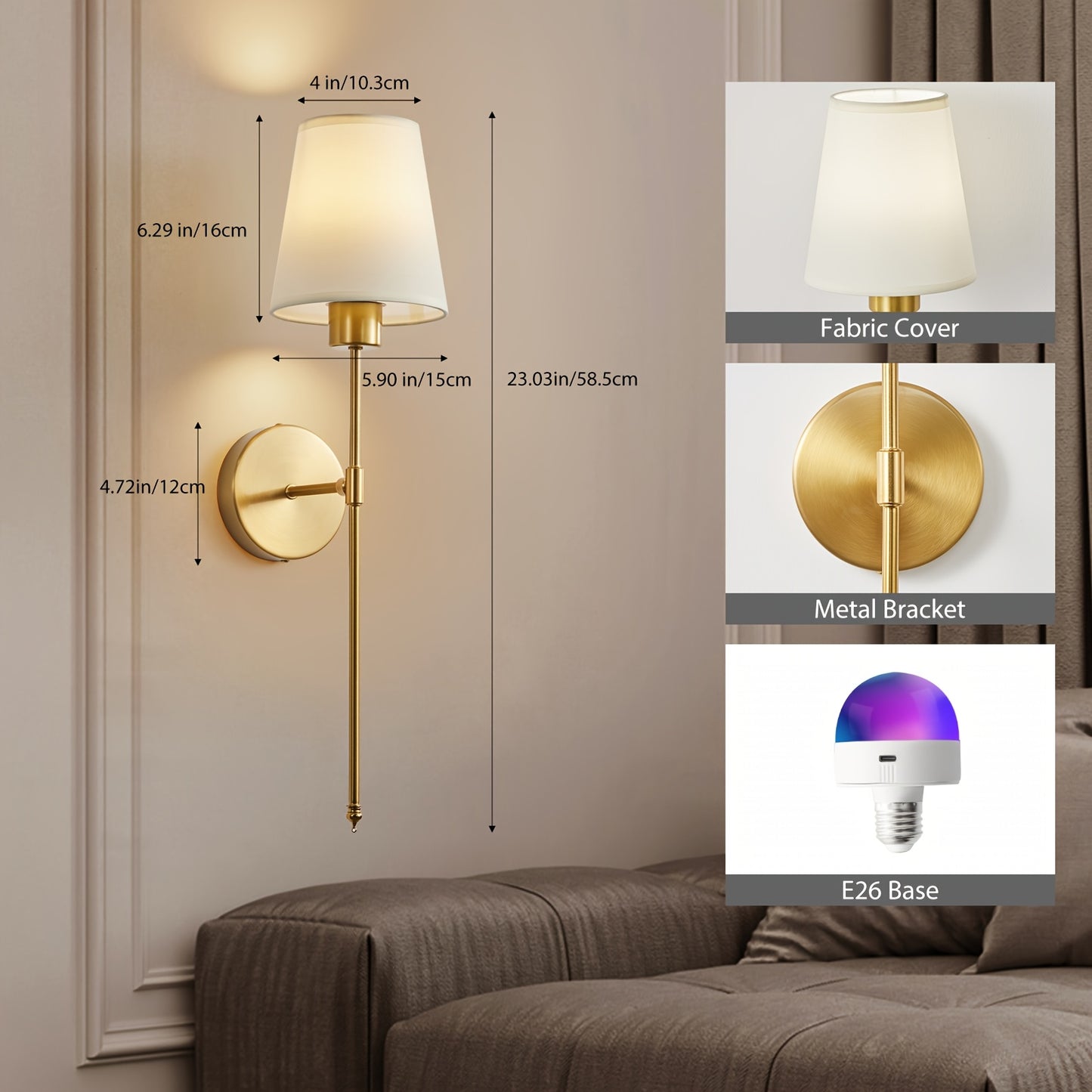 Rechargeable RGB Wall Light with Remote Dimmable LEDs