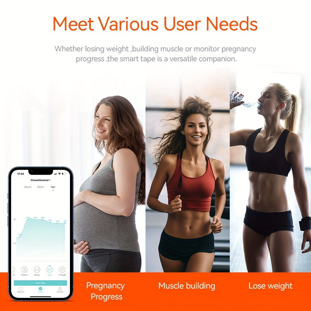 [Accurate Smart Body Measuring Tape] Smart Body Measuring Tape With APP, Body Tape Measure For Fitness Weight Loss Measurement, LED Display Rechargable Muscle Measuring Tape For Unlimited Users - Revitalize Mind Body