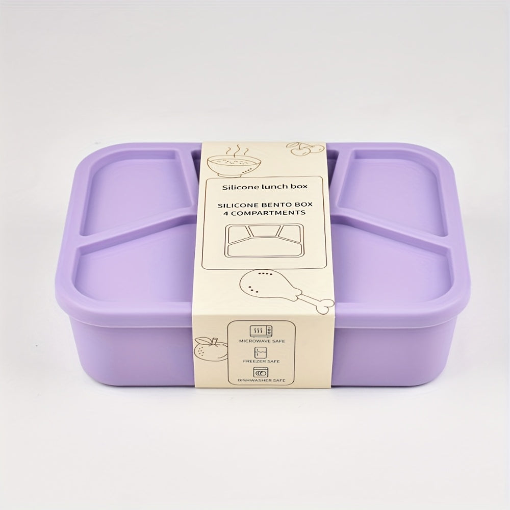 Premium Minimalist Silicone Lunch Box With Four Compartments Microwave Safe - Revitalize Mind Body