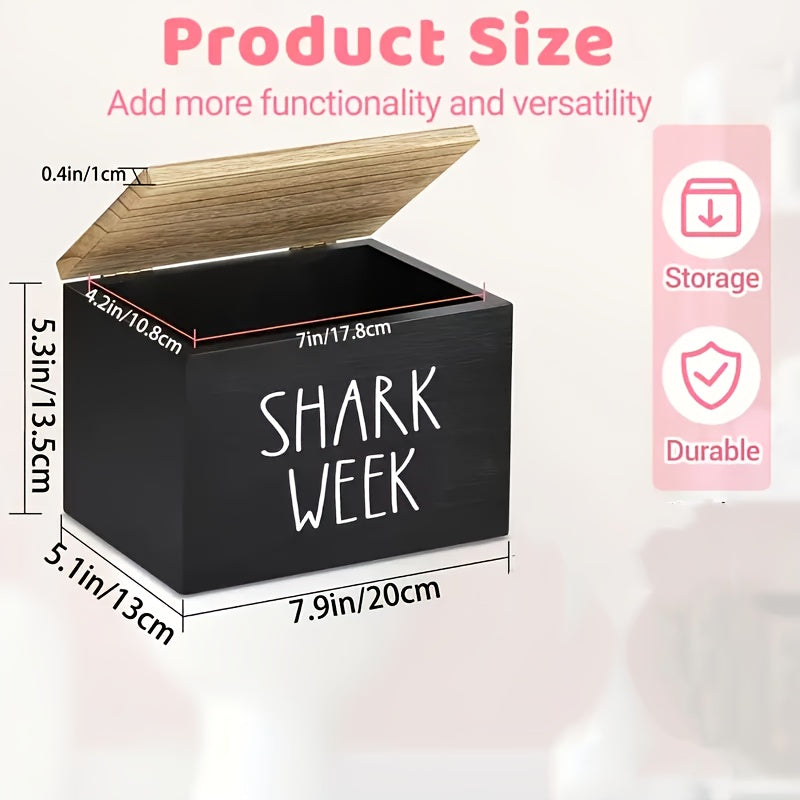 KAREAL Shark Week Wooden Organizer Box With Hinged Lid