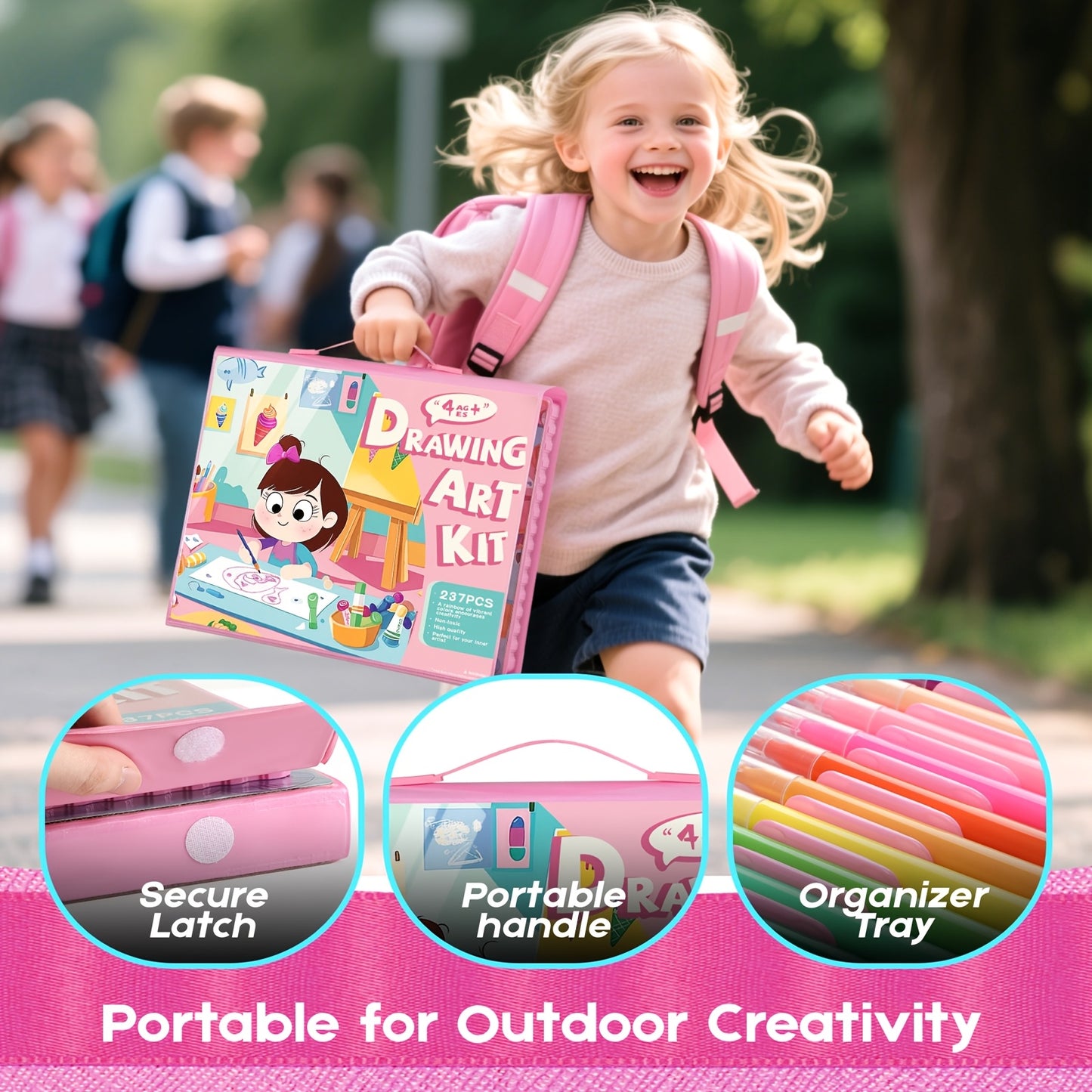 PASAMIC 237Pcs Kids Art Set With Double Sided Easel