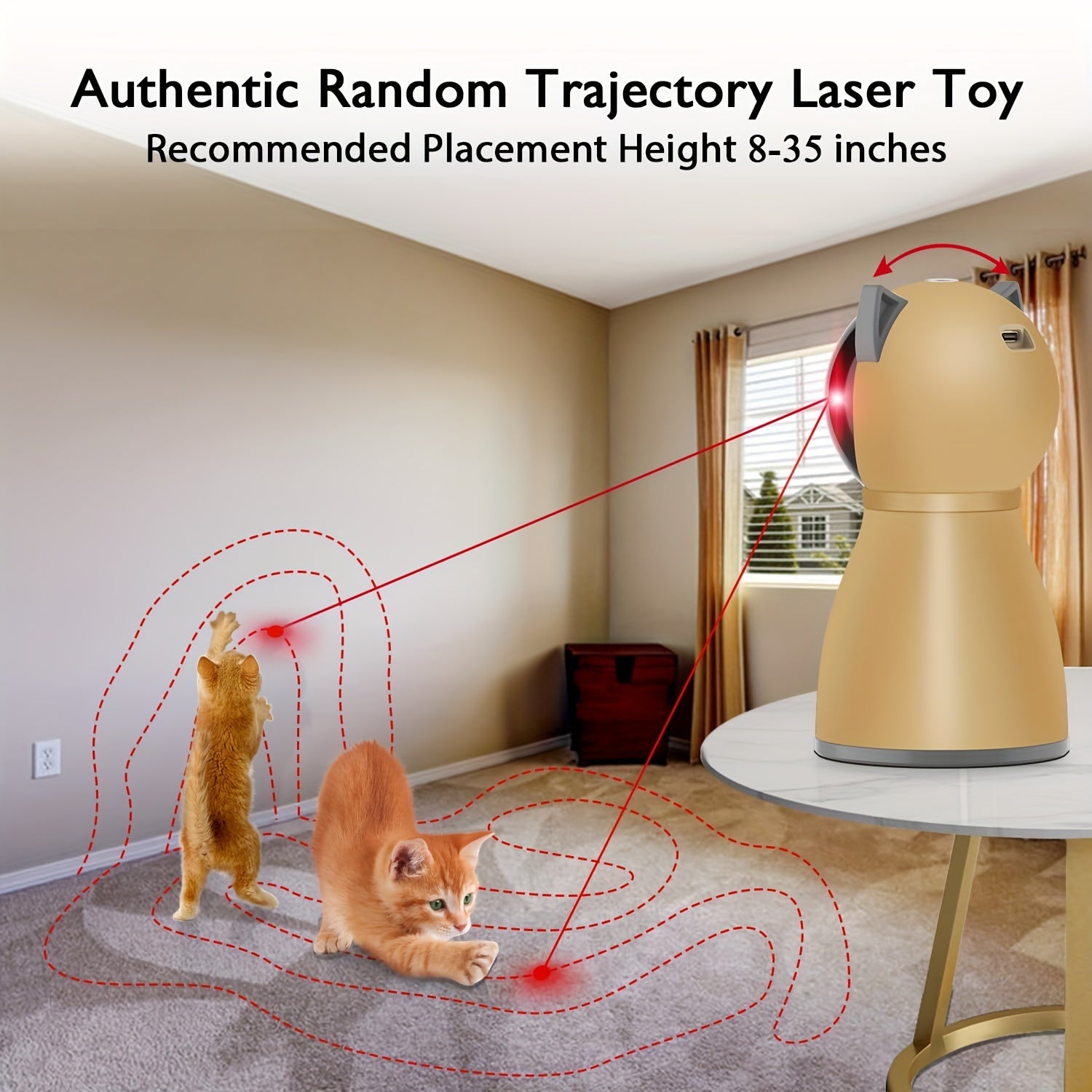 Valonii Interactive Cat Laser Toy Automatic for Indoor Cats, [2024 Newly Upgraded] Real Random Trajectory Rechargeable Laser Pointer Cat Toys for Indoor Cats/Kittens/Dogs - Revitalize Mind Body