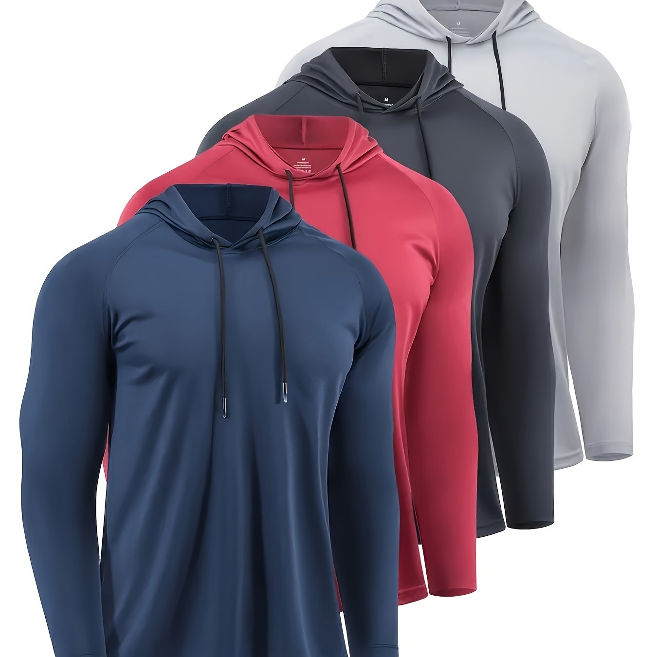 OYGSIEG Men's Hooded Long Sleeve Sports Top for Fitness