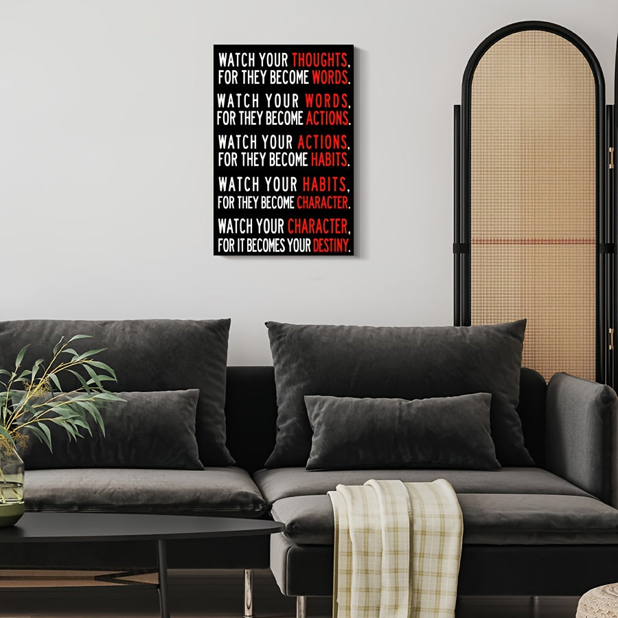 Watch Your Thoughts Inspirational Quote Canvas Art Decor