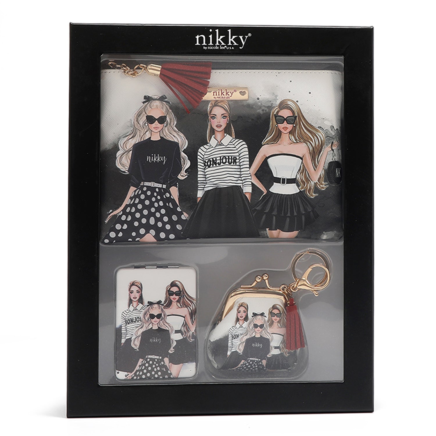 NIKKY Three Piece Gift Set Accessories Pouch Coin Purse Mirror - Revitalize Mind Body
