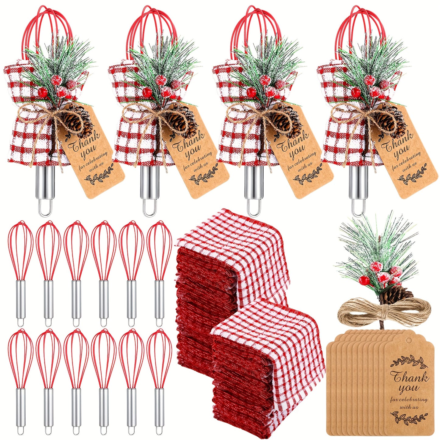 PATELAI Christmas Baking Gift Set With Stainless Whisk And Towels