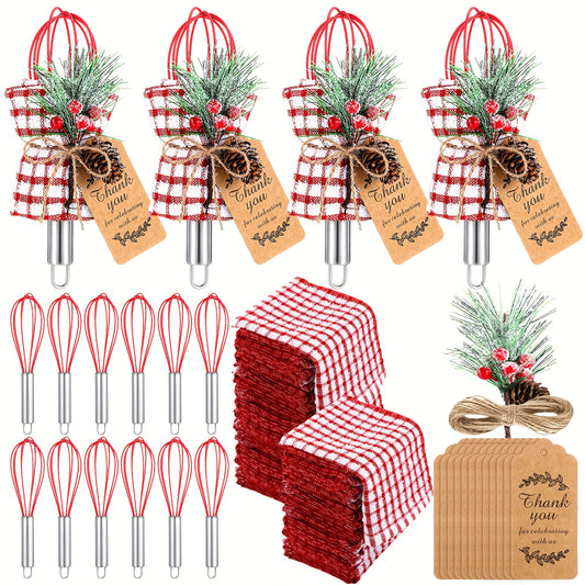 PATELAI Christmas Baking Gift Set With Stainless Whisk And Towels