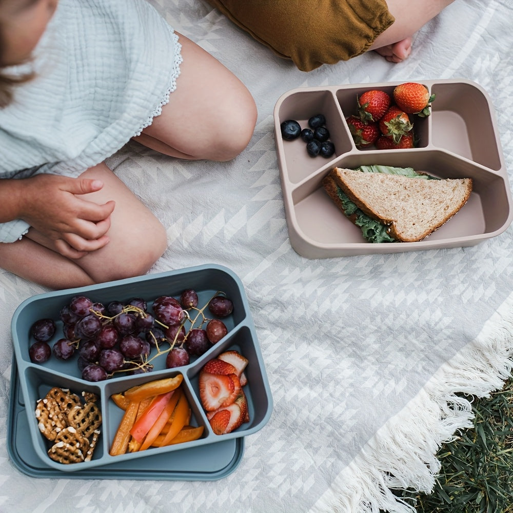 Premium Minimalist Silicone Lunch Box With Four Compartments Microwave Safe - Revitalize Mind Body