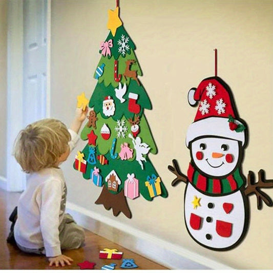 Diy Felt Christmas Tree Set With Lights For Toddlers