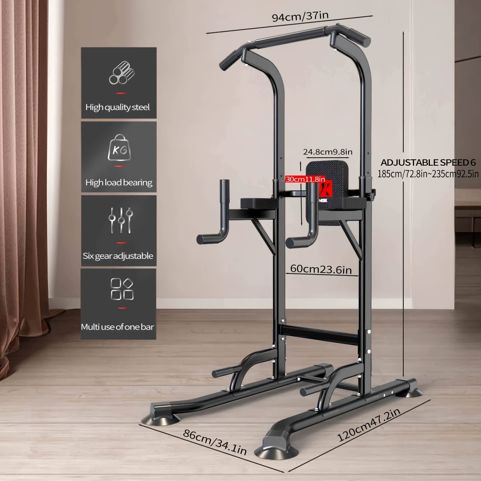Wall Mount Multigym Station With Dip And Push Up Bars - Revitalize Mind Body