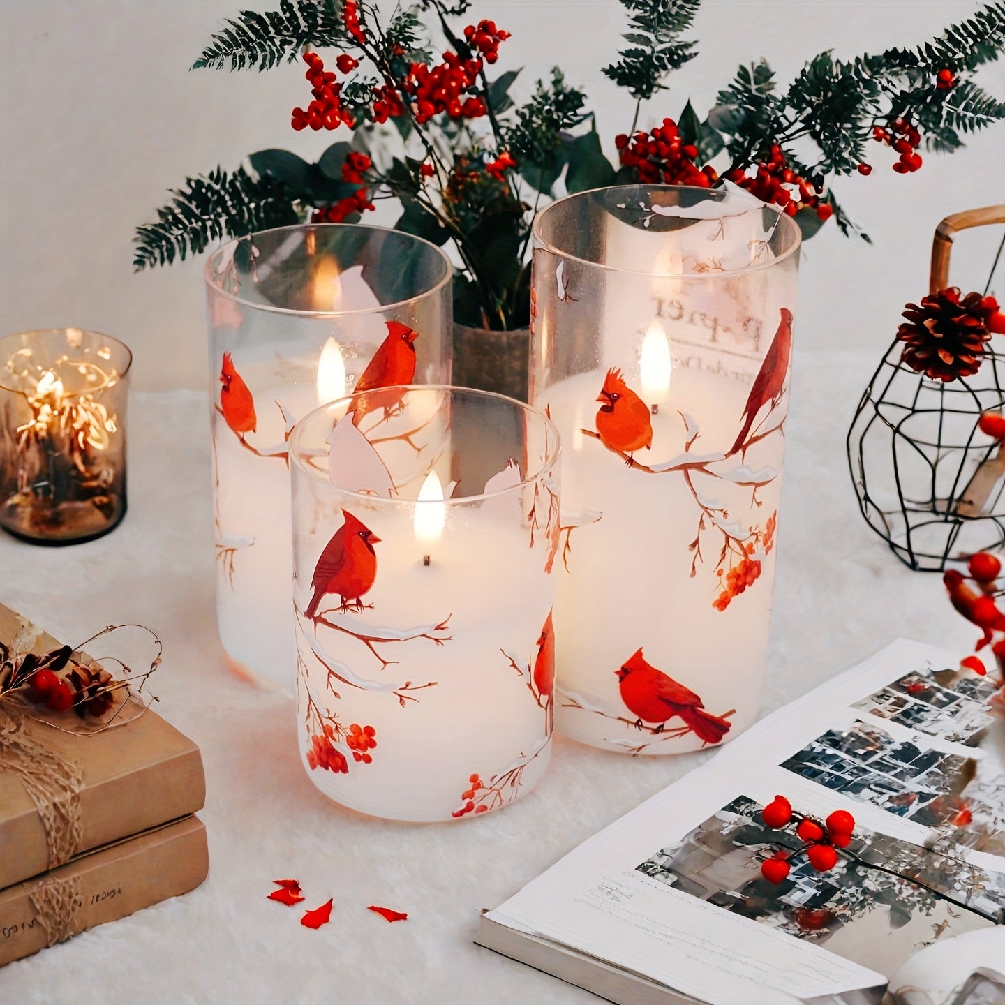 Flameless Candles Trio Battery Operated Uplight Plastic Containers