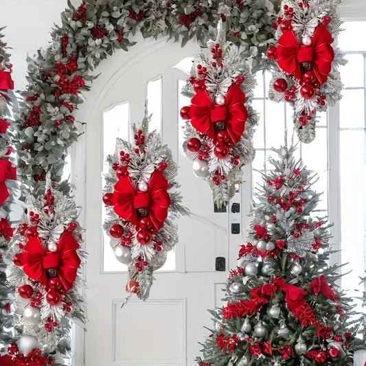 Handmade Christmas Wreath Battery Operated For Indoor Outdoor Stairs