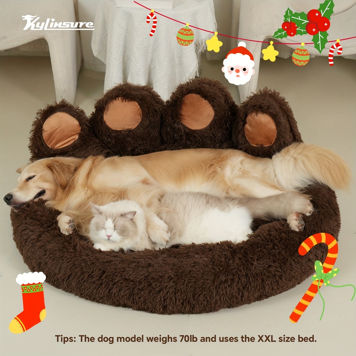 KYLINSURE Bear Paw Shaped Dog Bed And Cat Bed Plush