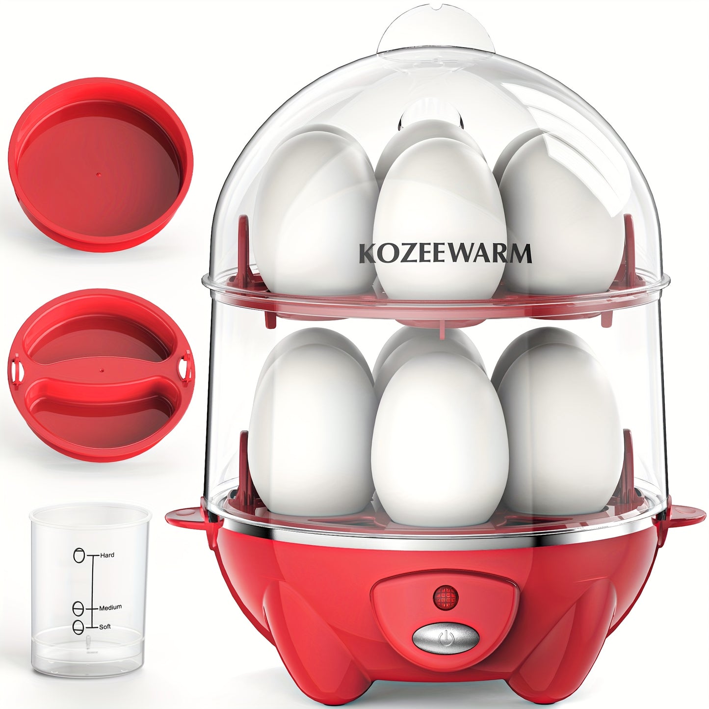 KOZEEWARM Double Layer Egg Cooker Auto Shut Off Boiled Eggs