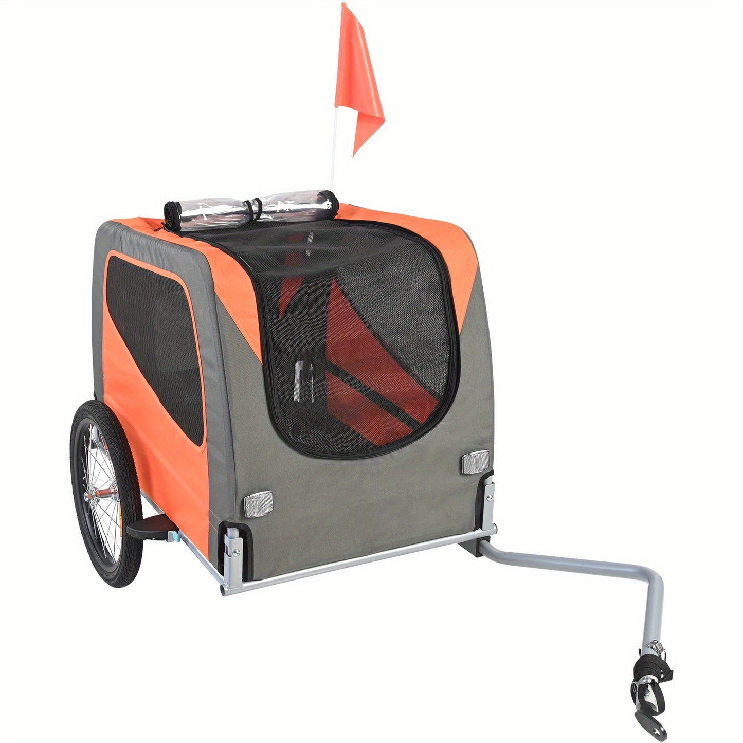 [100lbs|Folding] Happybuy Dog Bike Trailer | Supports up to 100 lbs, Easy Folding Frame, Universal Bicycle Coupler | Pet Cart Bicycle Carrier, Quick Release Wheels, Reflectors, Flag, Collapsible to Store, Blue/Black - Revitalize Mind Body