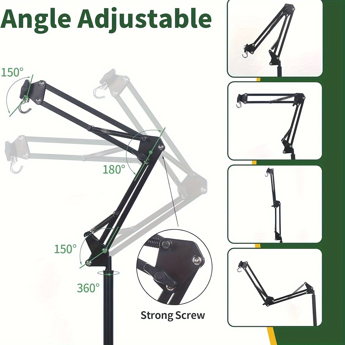 Adjustable Reptile Heat Lamp Stand With 360 Swing Arm