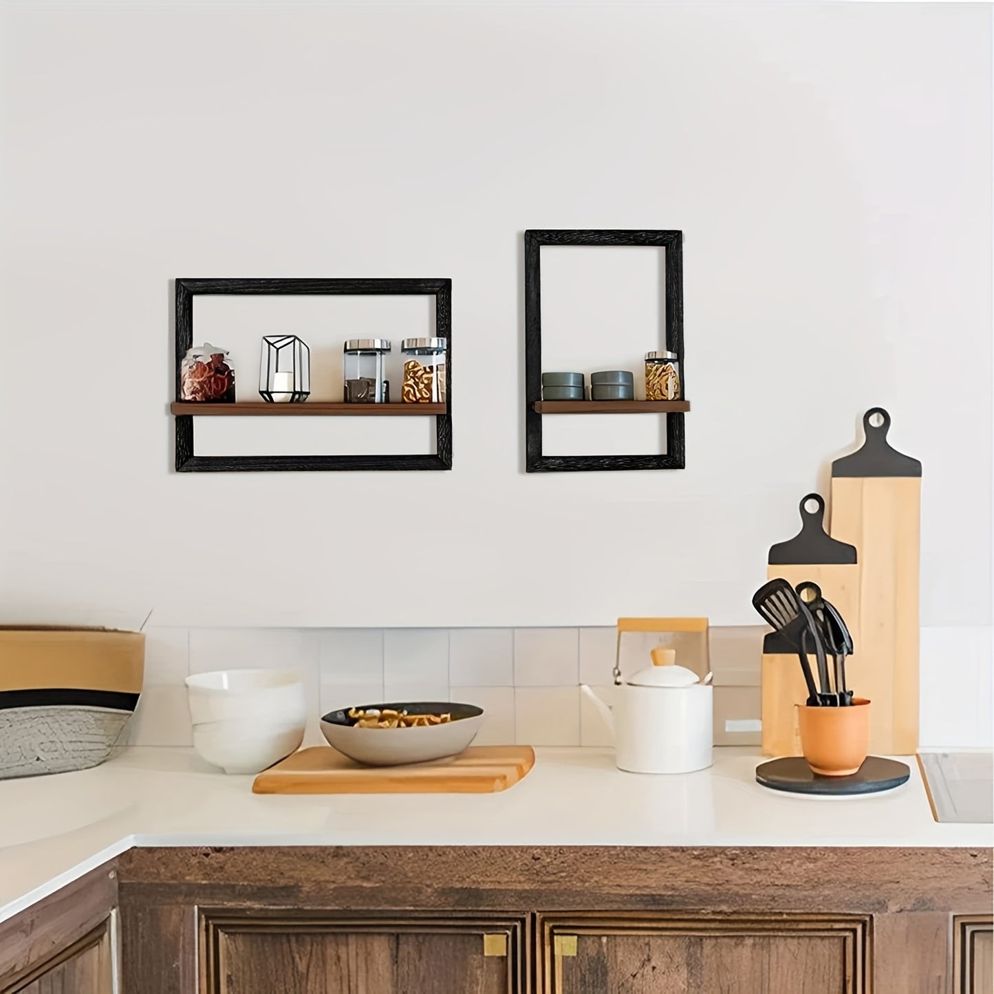 LOOBANI Rustic Wooden Hanging Shelf Bracket Wall Mounted