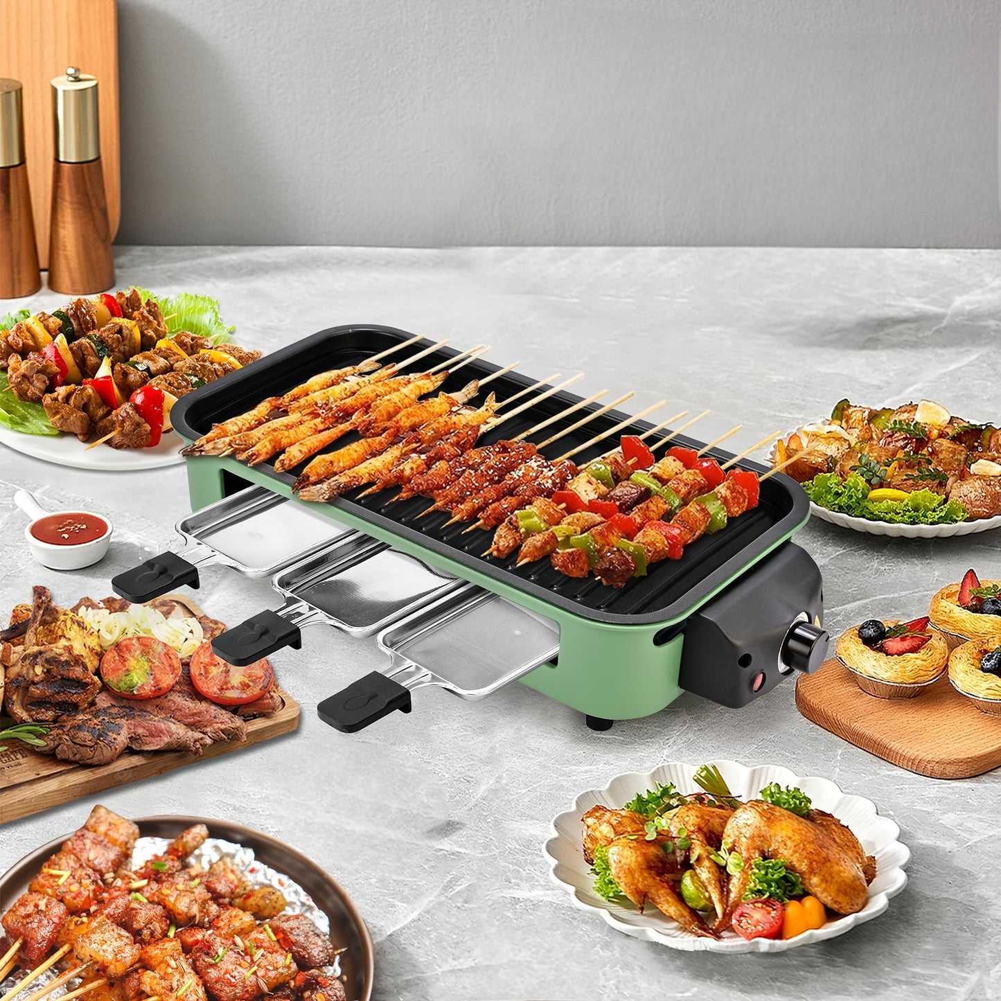 SUSTEAS Smokeless Electric Grill Indoor Nonstick Plate