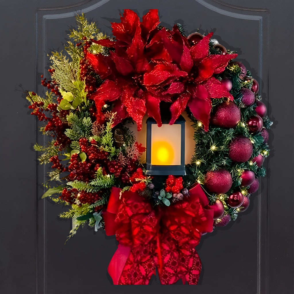 Large Artificial Glowing Christmas Wreath UV Resistant Indoor Outdoor