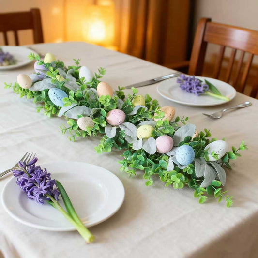 Easter Egg Eucalyptus Desktop Rattan Centerpiece for Holiday Table Decor