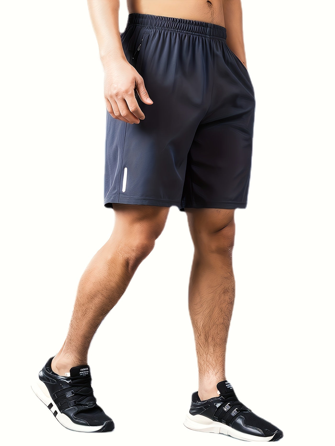 3pcs Men'S Stylish Athletic Shorts, Black Drawstring Design, Zippered Pockets, Ideal For Summer Training And Outdoor Activities, Plus Size Shorts - Revitalize Mind Body
