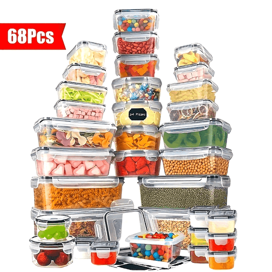 Shigeer 68 Pack Airtight Plastic Food Storage Containers