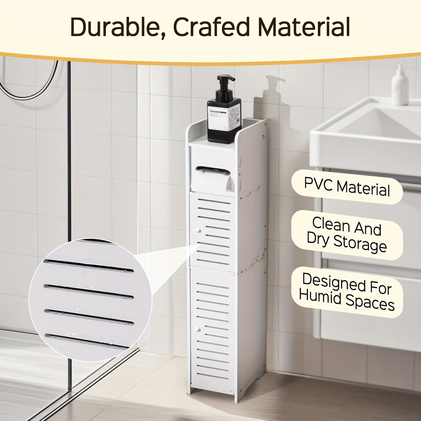 SENMEO Slim PVC Bathroom Cabinet Toilet Paper Holder