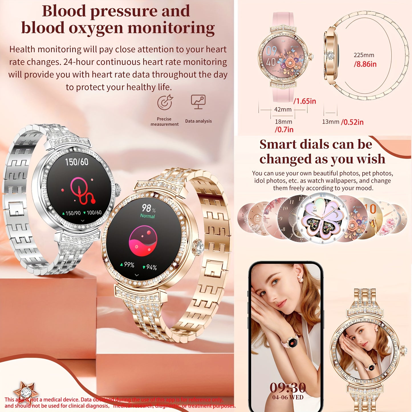 1.32" AMOLED Smart Watch For Women, Answer/Make Calls, Smart Fitness Watch For Women - Call Integration, Wireless Call Smart Watch For Android And IPhone, Fitness Tracker, Sleep Monitoring, Step Caloric, Call Information Prom - Revitalize Mind Body