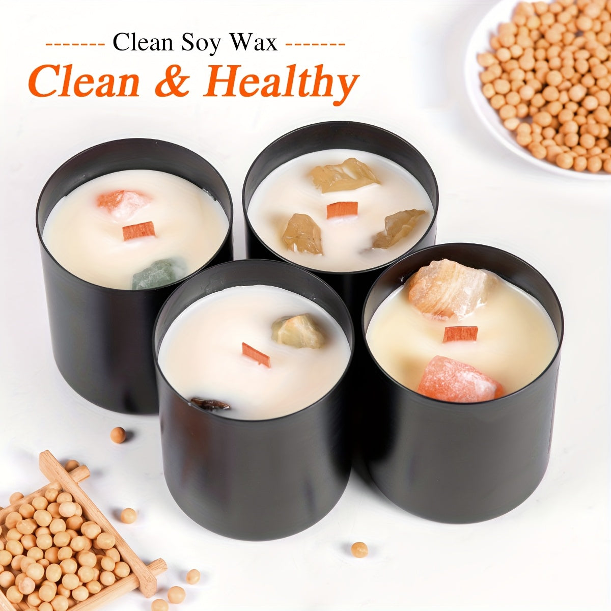 E EORISH 8pc Scented Crystal Candles Gift Set With Pads