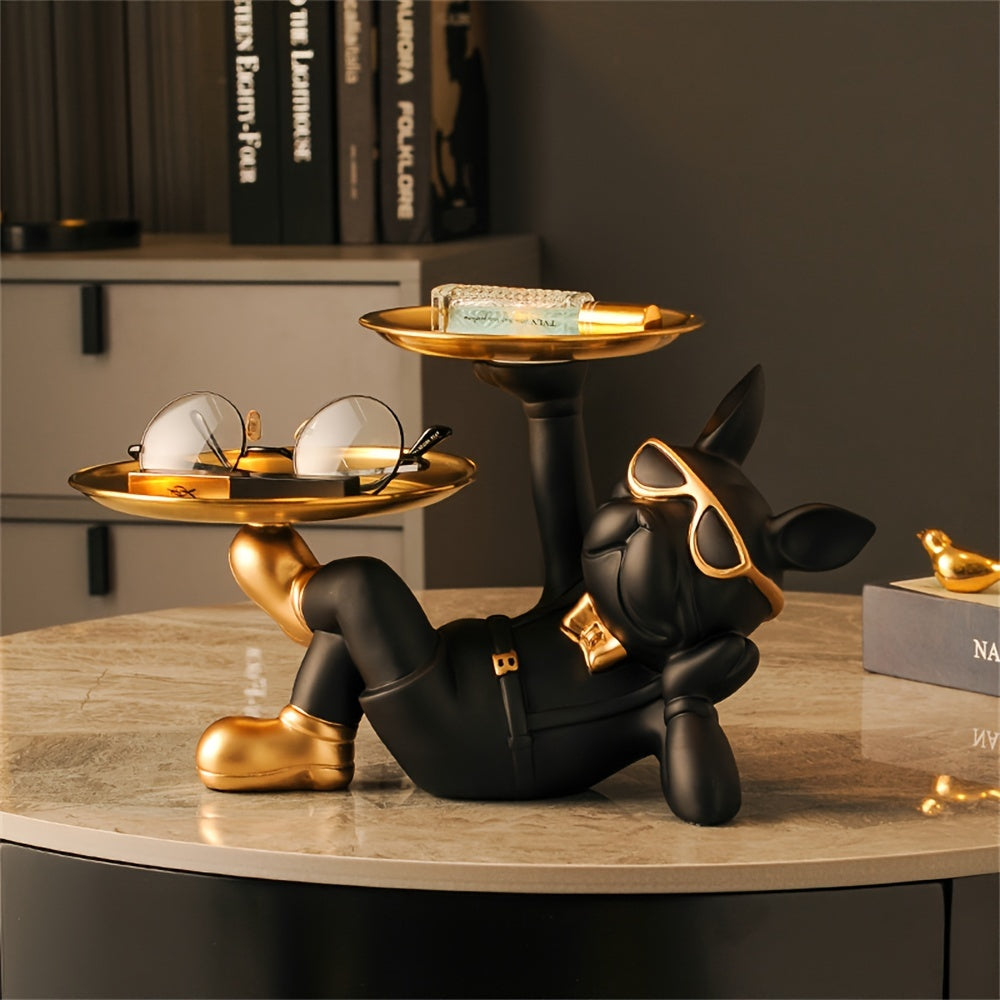 French Bulldog Figurine Resin Sculpture Tray Home Decor Gift