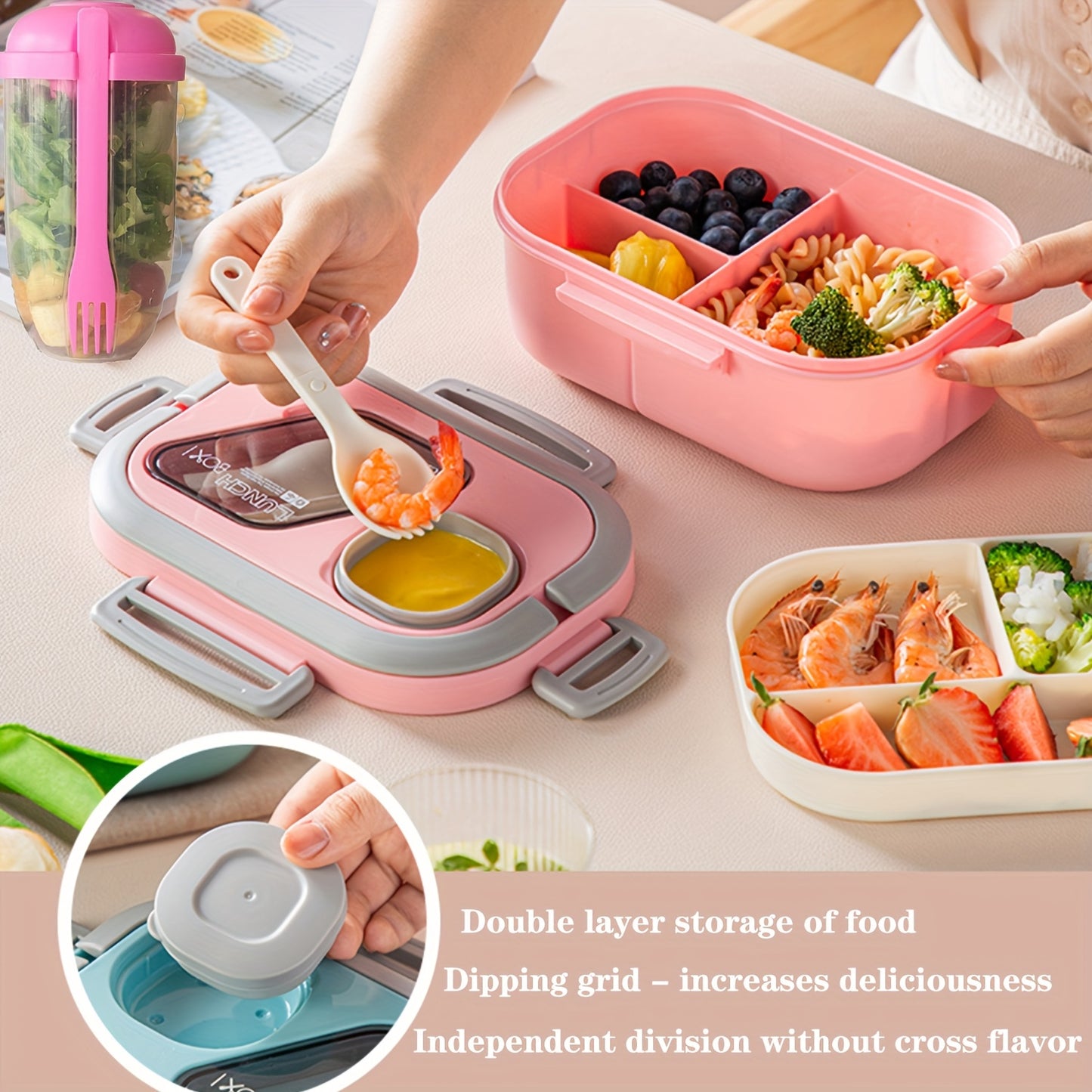 Multi-Layer Lunch Box Set With Cutlery And Cup Meal Bag - Revitalize Mind Body