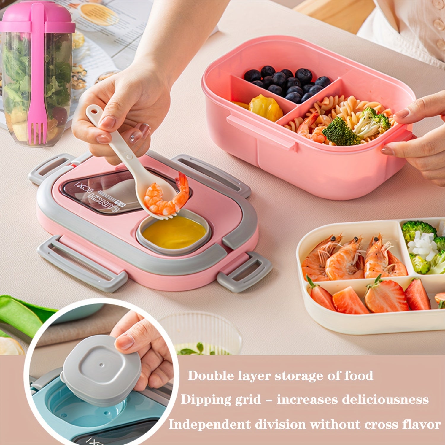 Multi-Layer Lunch Box Set With Cutlery And Cup Meal Bag - Revitalize Mind Body