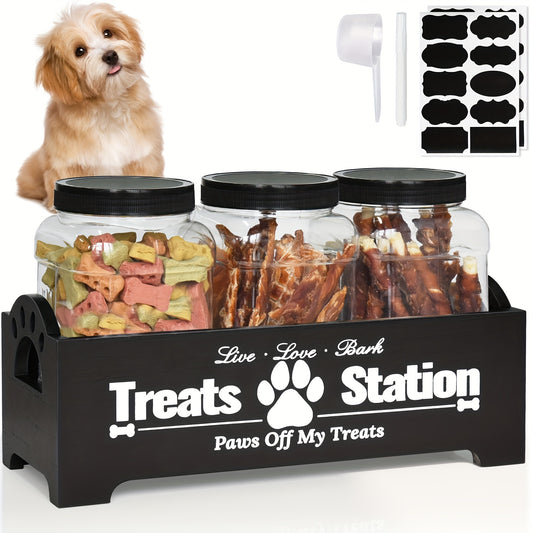 Wooden Dog Treat Container Farmhouse Pet Food Storage
