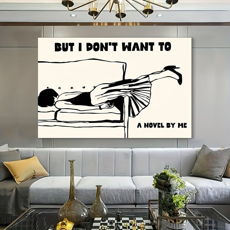 Wrapped Wooden Framed Canvas Poster With Funny Quotes Wall Art