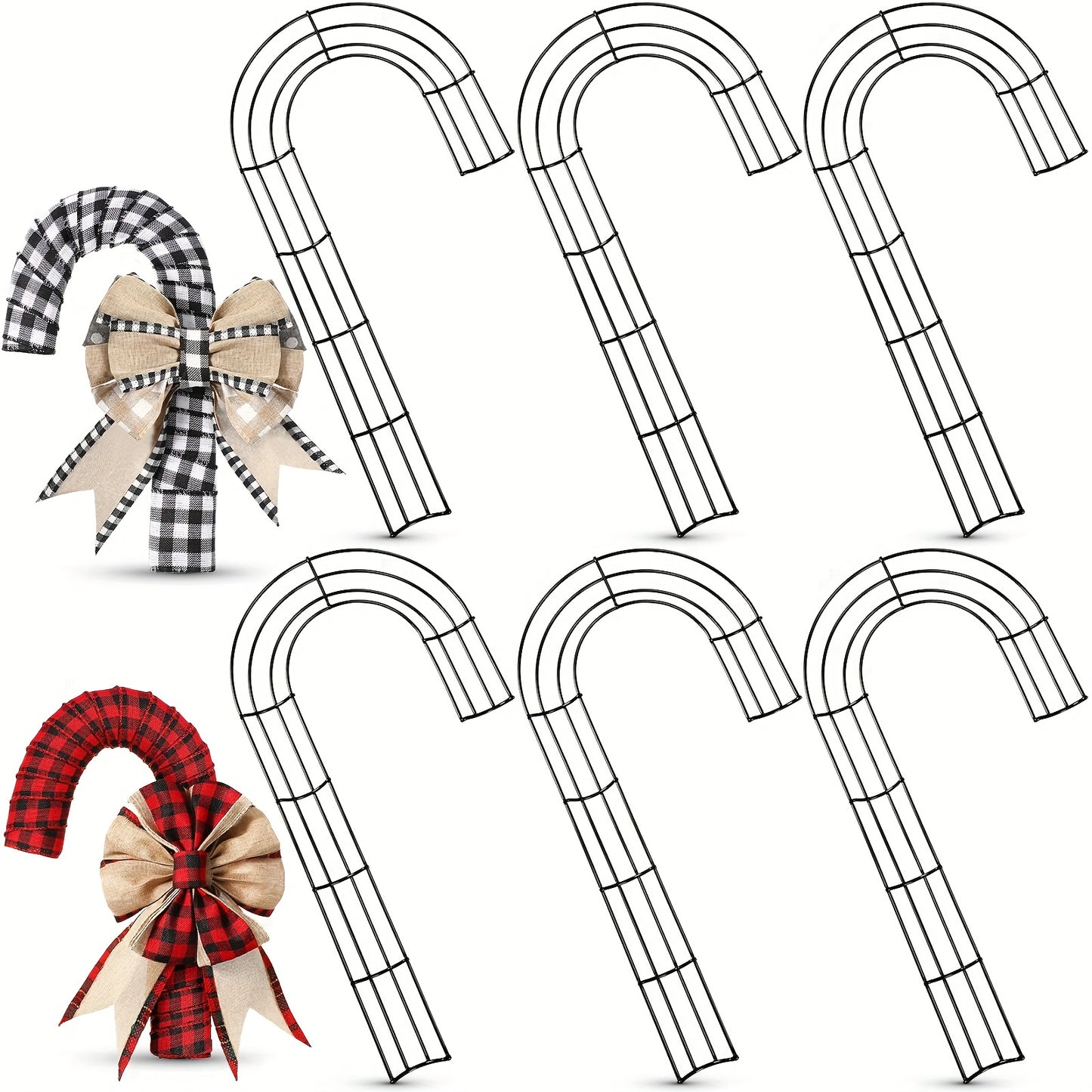 CHUANGDI 6pcs Heavy-Duty Cast Iron Candy Cane Wreath Frames