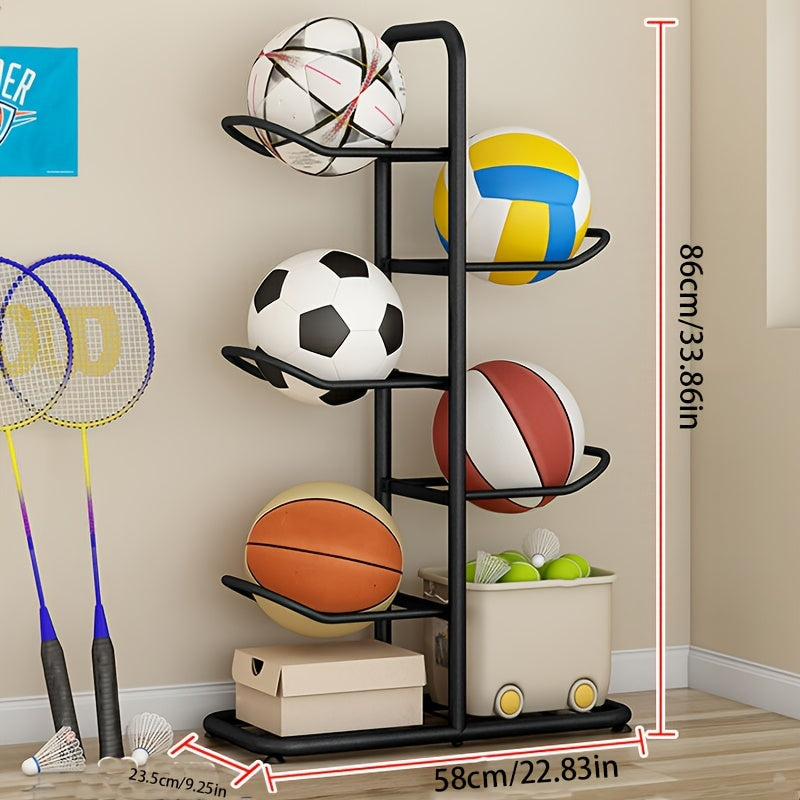 Four Tier Basketball Storage Rack for Gym and Garage