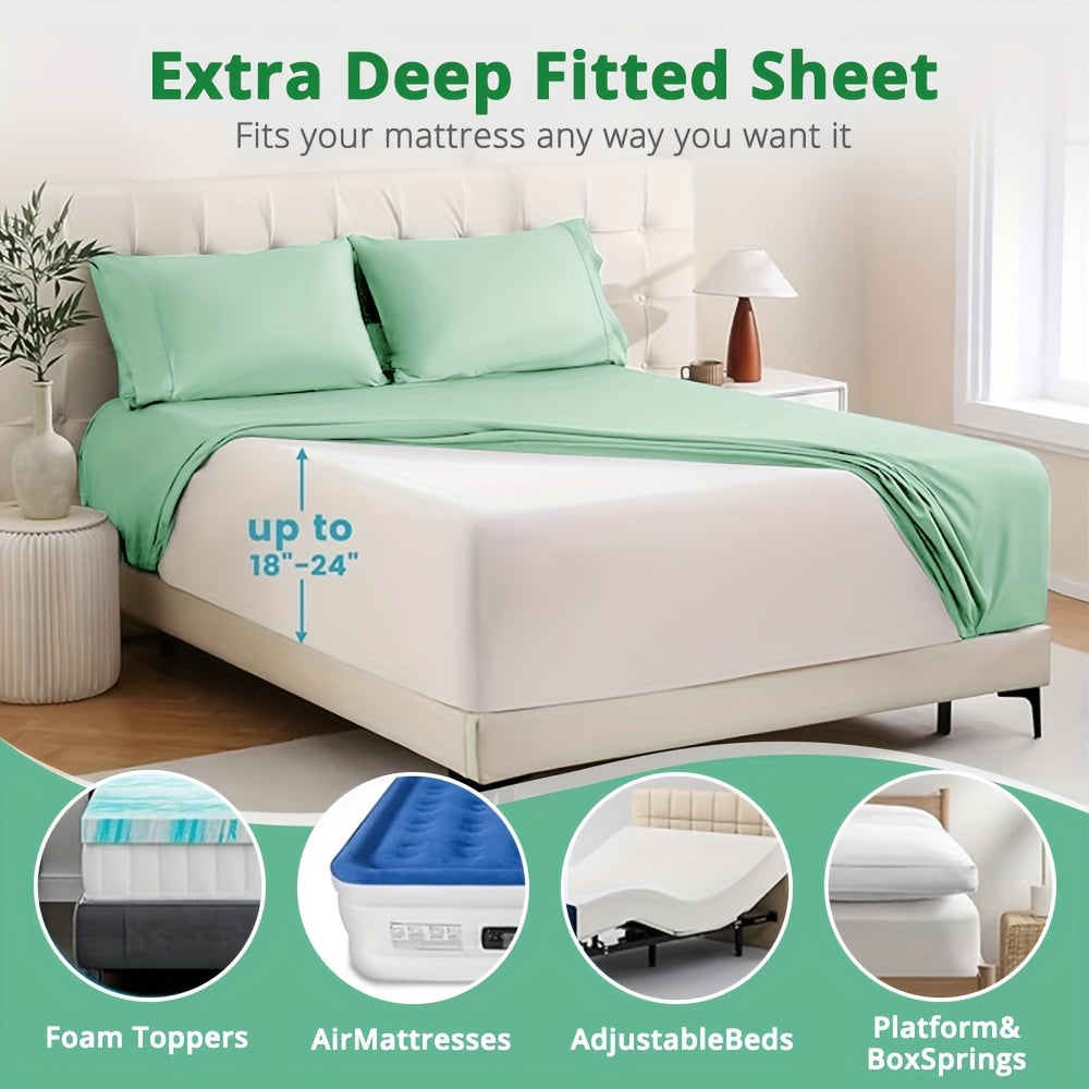Cooling Bamboo Bed Sheet Set 2000TC Ultra Soft All Season