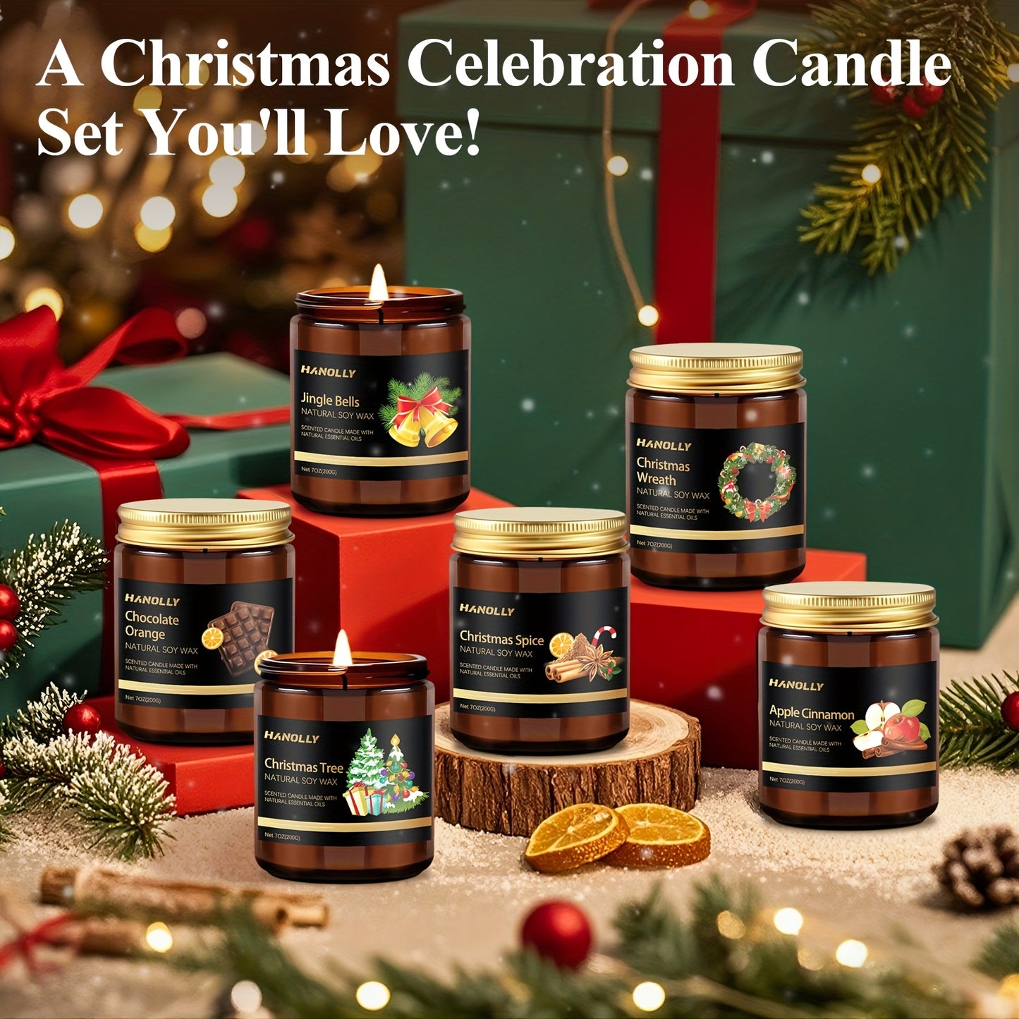Christmas Scented Candle Gift Set for Holidays and Celebrations