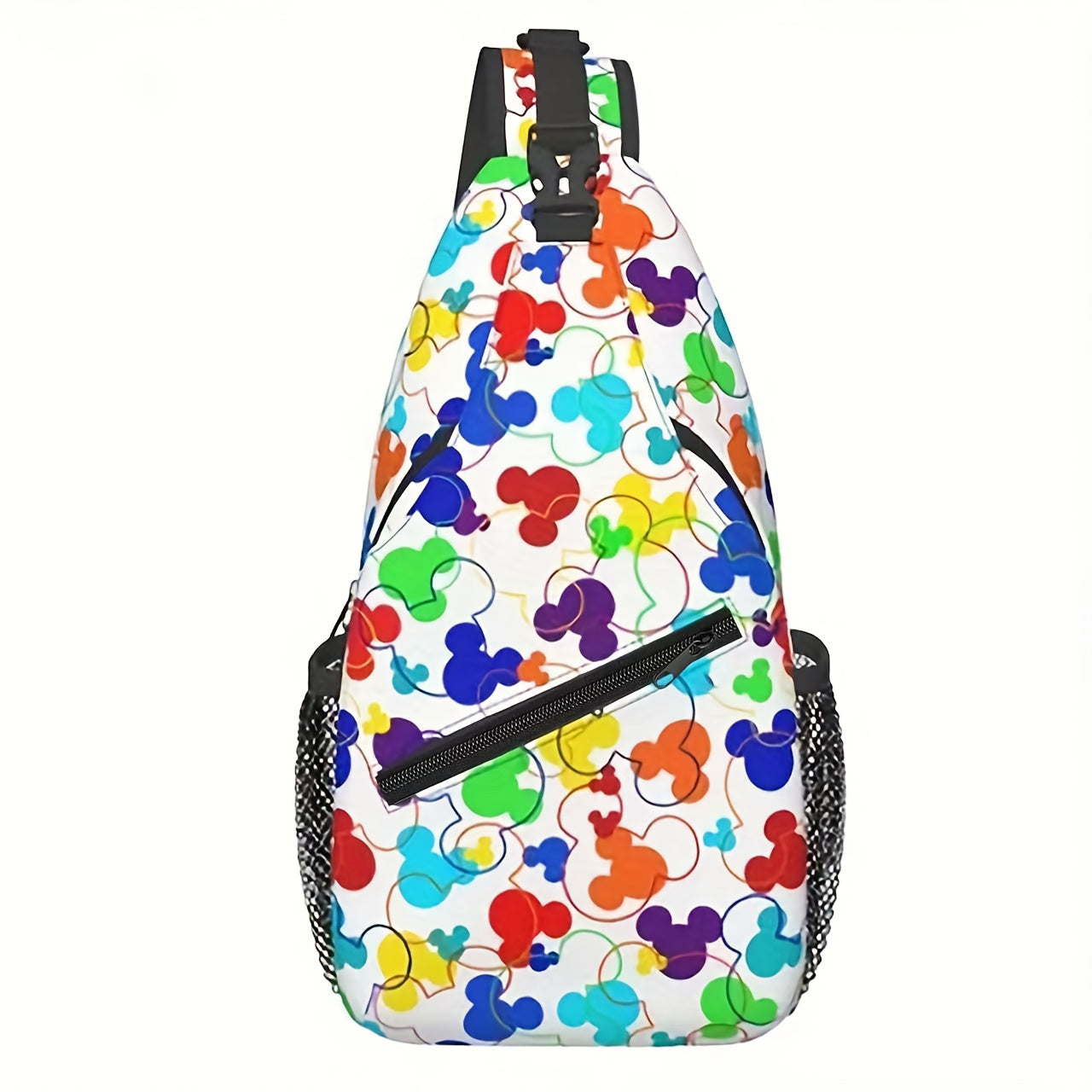 Mickey And Minnie Crossbody Sling Bag Durable Nylon Travel Pouch