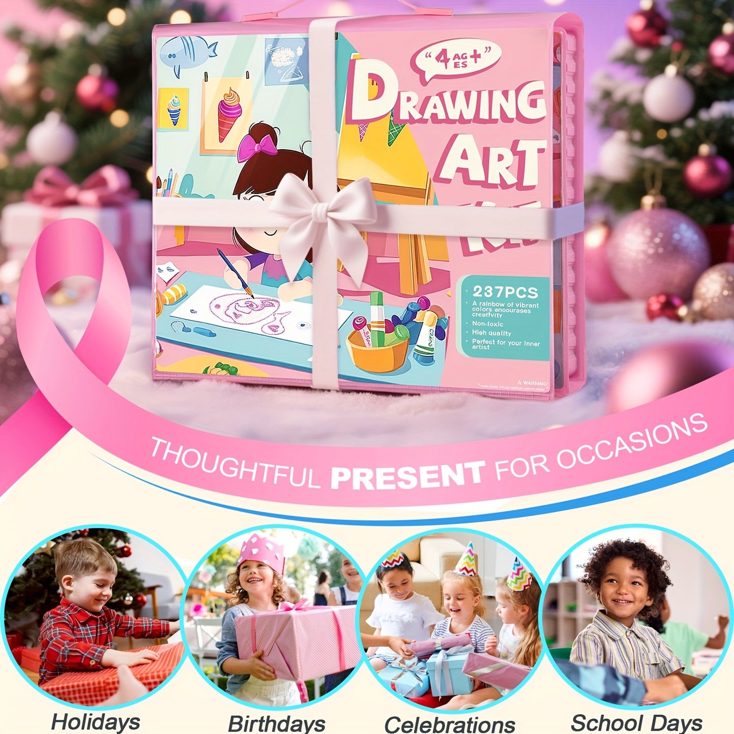 PASAMIC 237Pcs Kids Art Set With Double Sided Easel