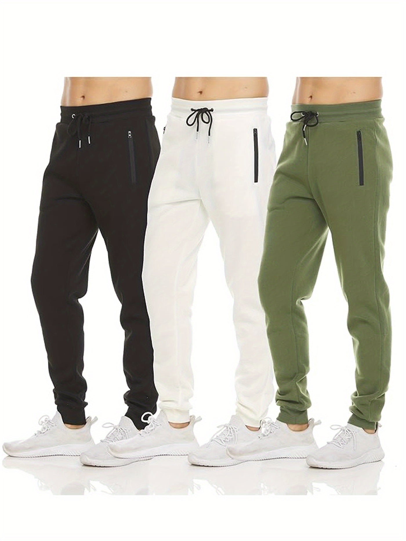 Mens Fleece Joggers Sweatpants With Zipper Pockets Casual