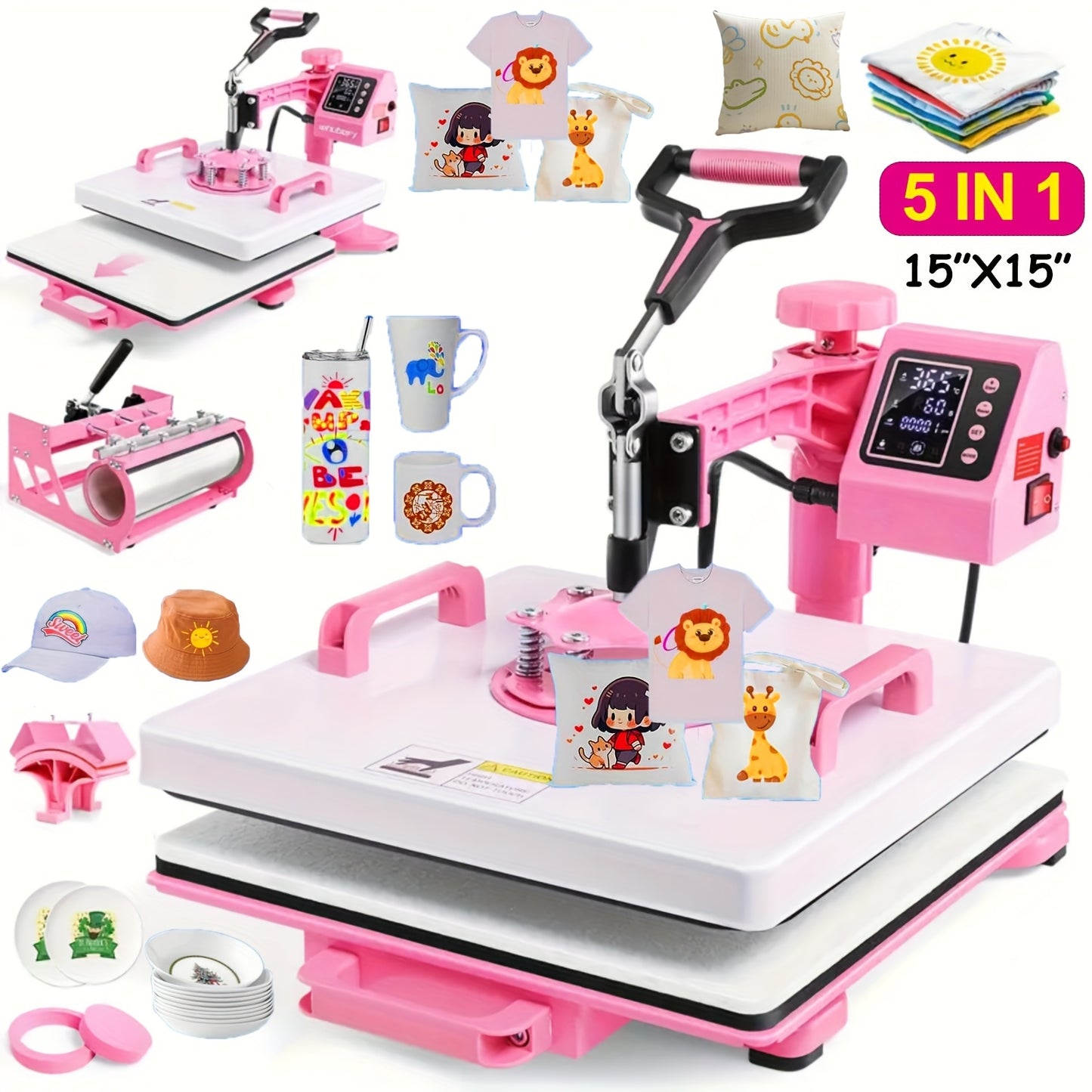 HOMDOX Sublimation Heat Press 8-In-1 Professional Combo