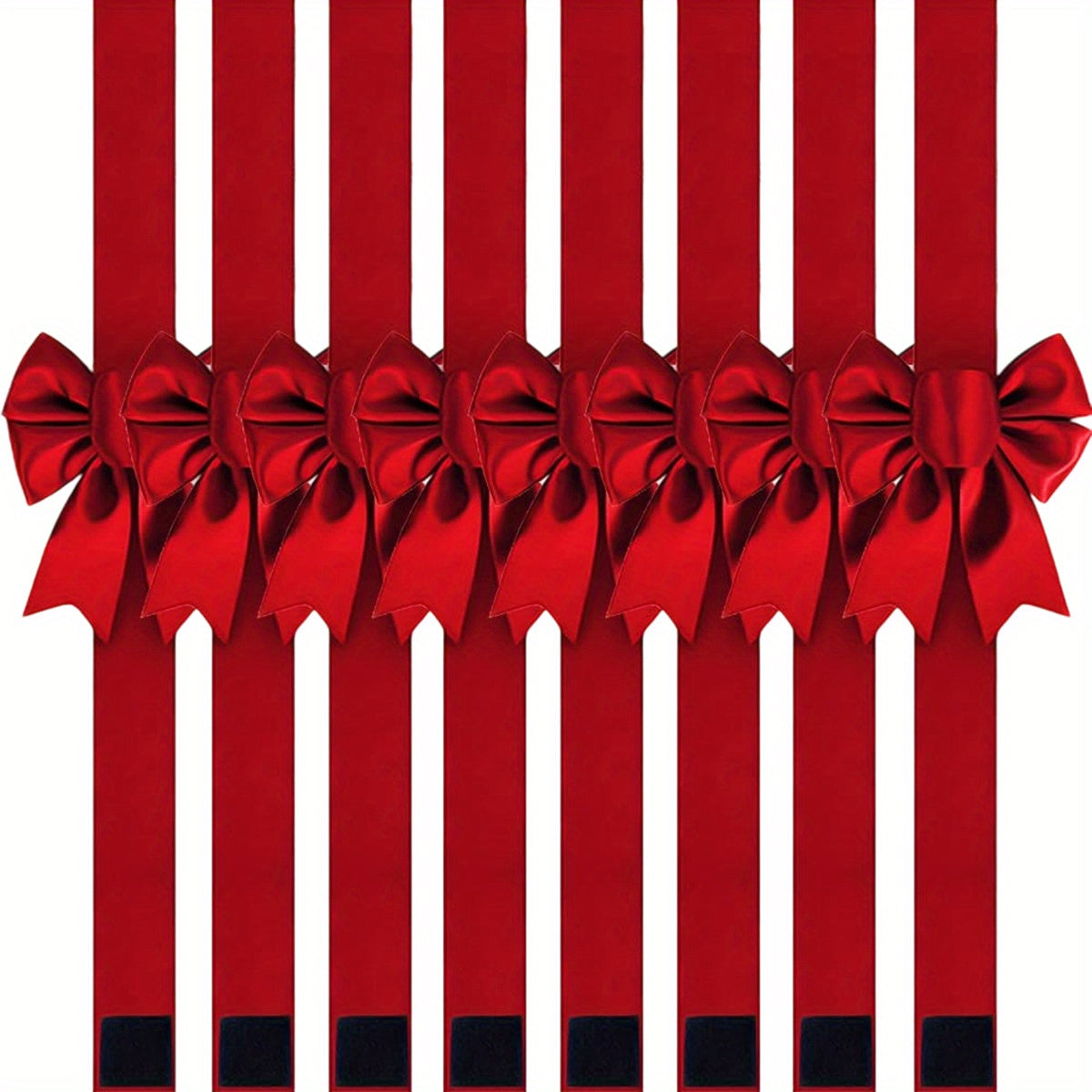 Red Christmas Bow Set With Adhesive Strips For Easy Hanging
